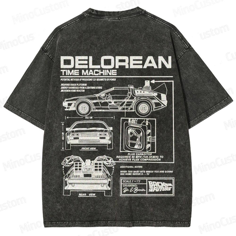 Back to the Future DeLorean Time Machine Vintage Washed T - shirt