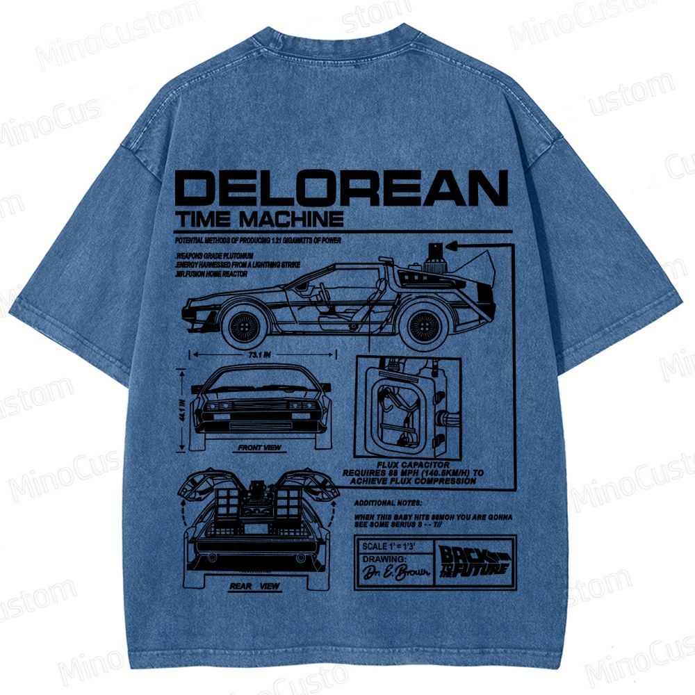 Back to the Future DeLorean Time Machine Vintage Washed T - shirt