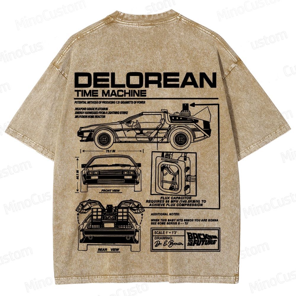 Back to the Future DeLorean Time Machine Vintage Washed T - shirt