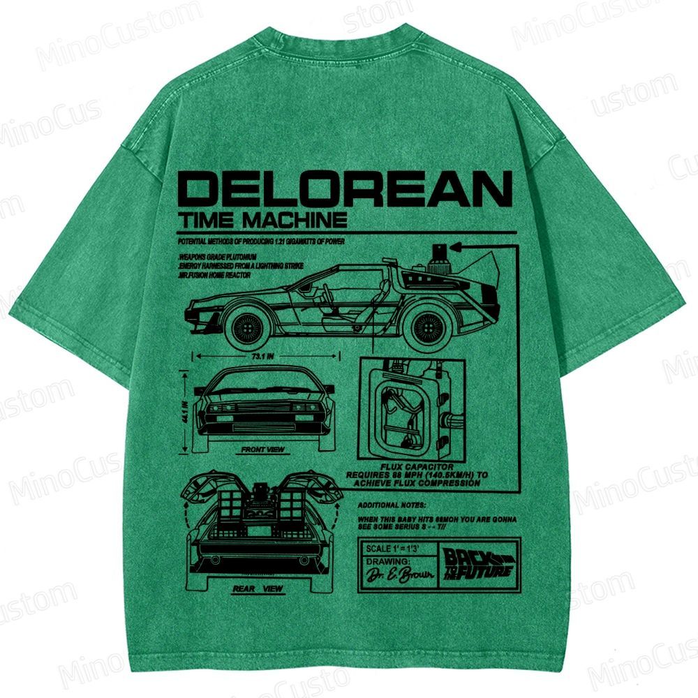 Back to the Future DeLorean Time Machine Vintage Washed T - shirt