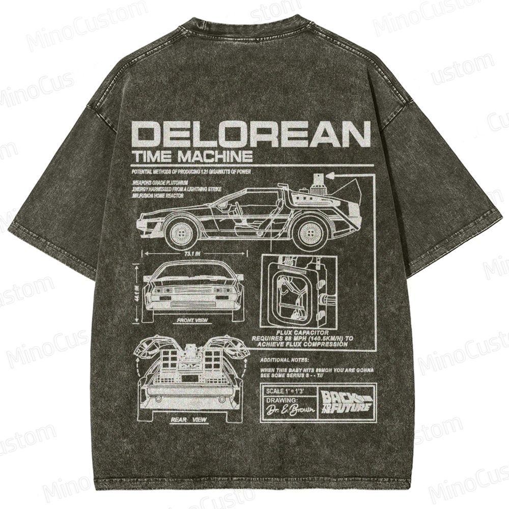 Back to the Future DeLorean Time Machine Vintage Washed T - shirt