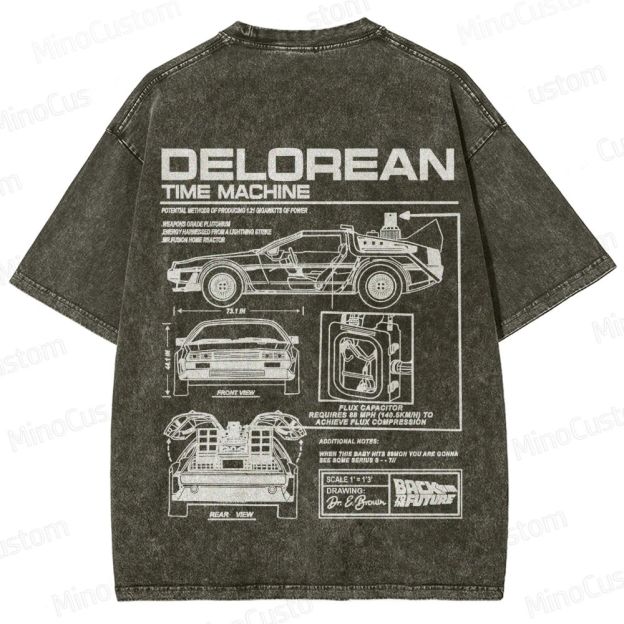 Back to the Future DeLorean Time Machine Vintage Washed T - shirt