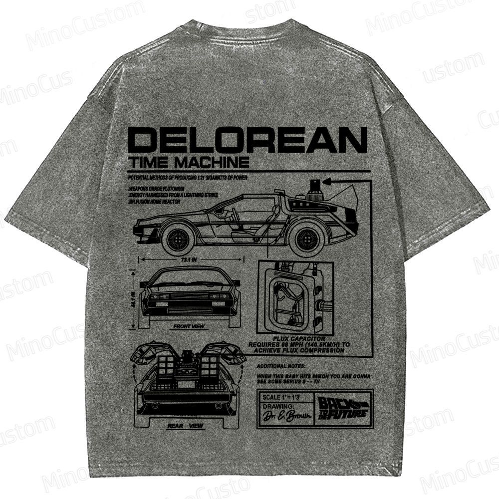 Back to the Future DeLorean Time Machine Vintage Washed T - shirt