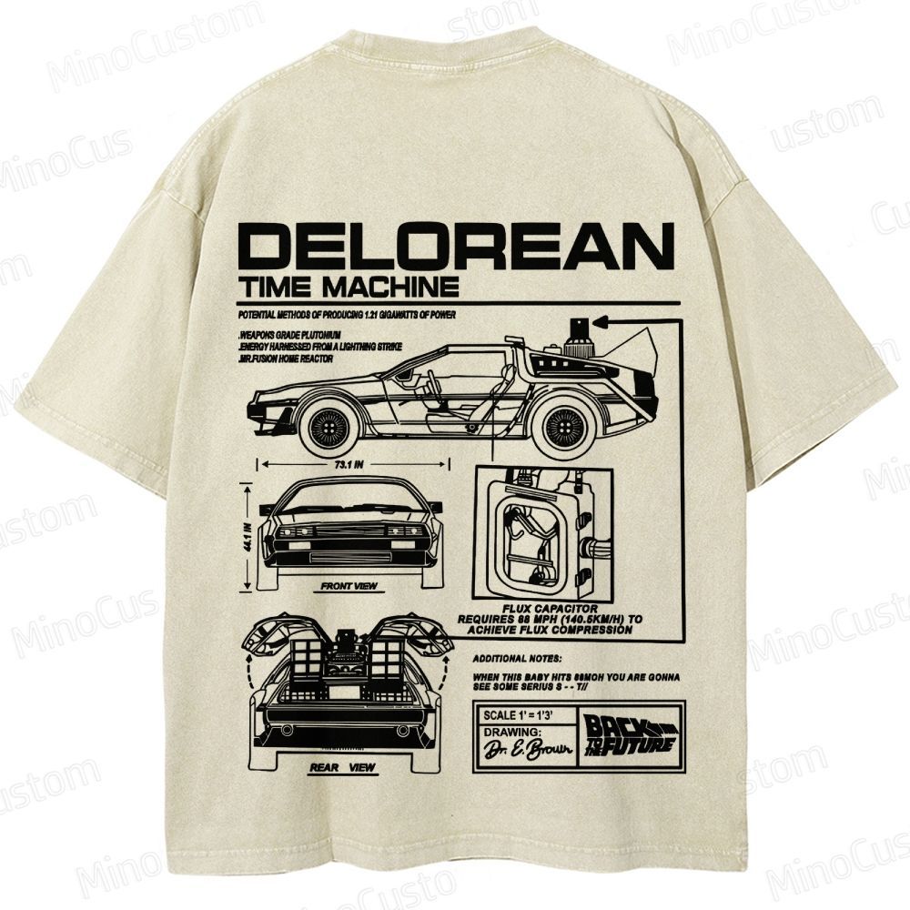 Back to the Future DeLorean Time Machine Vintage Washed T - shirt
