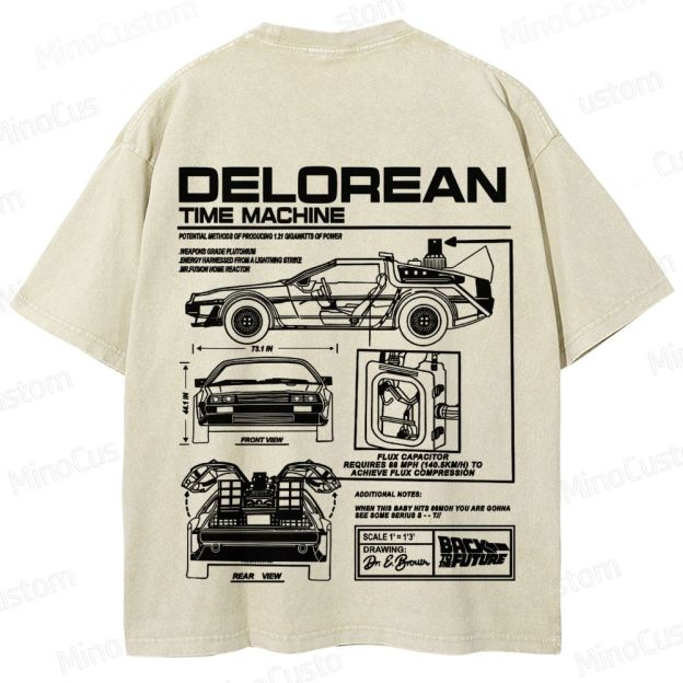Back to the Future DeLorean Time Machine Vintage Washed T - shirt