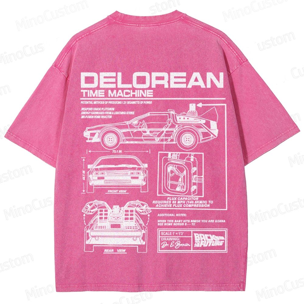 Back to the Future DeLorean Time Machine Vintage Washed T - shirt