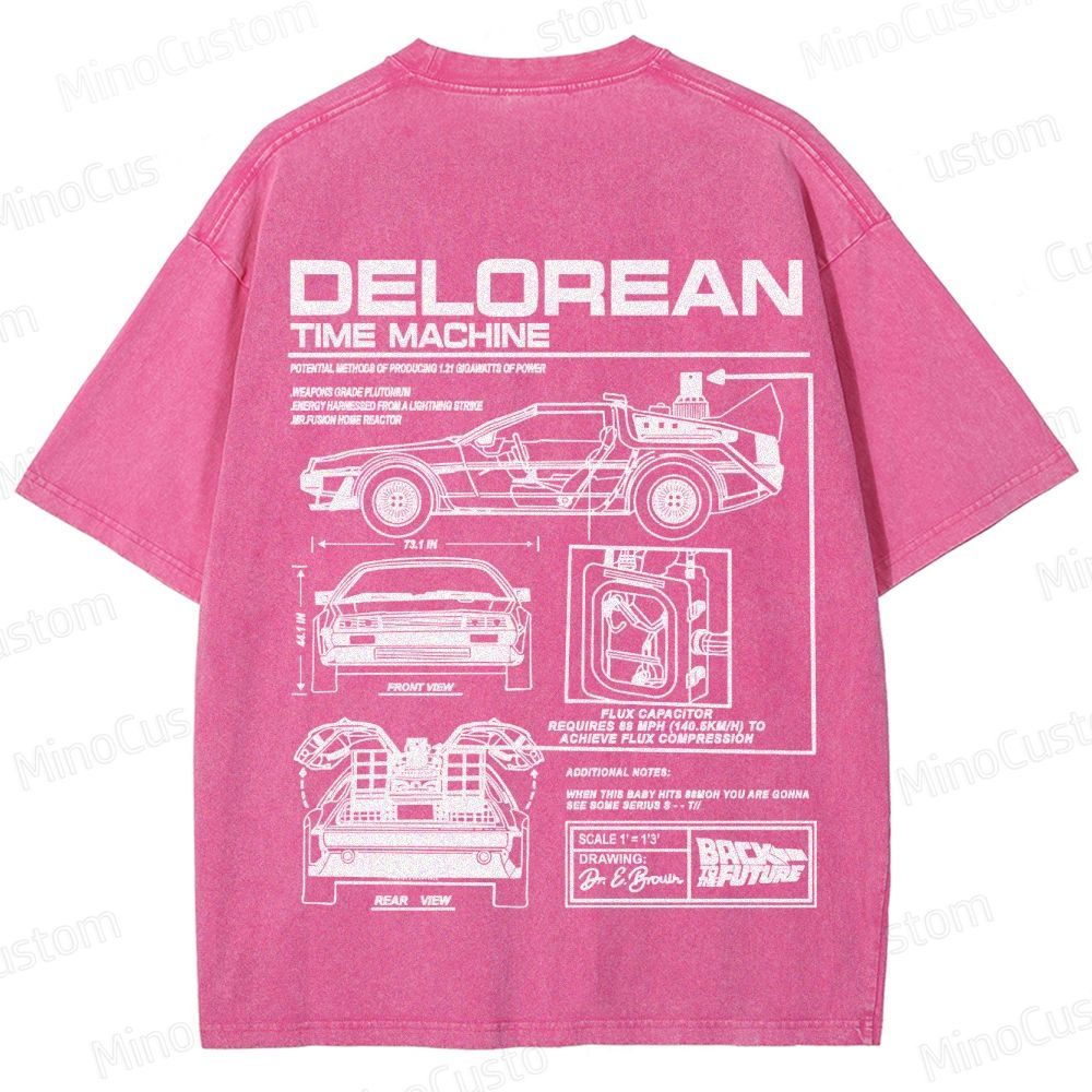 Back to the Future DeLorean Time Machine Vintage Washed T - shirt