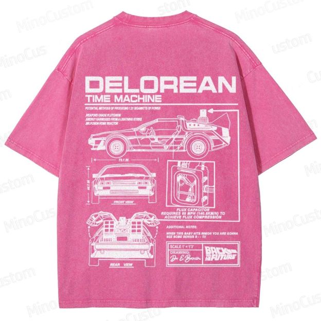 Back to the Future DeLorean Time Machine Vintage Washed T - shirt