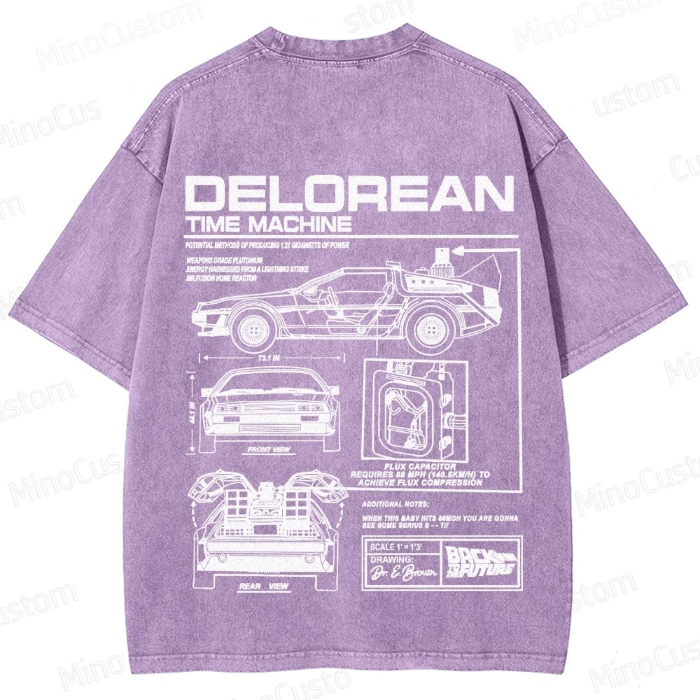 Back to the Future DeLorean Time Machine Vintage Washed T - shirt