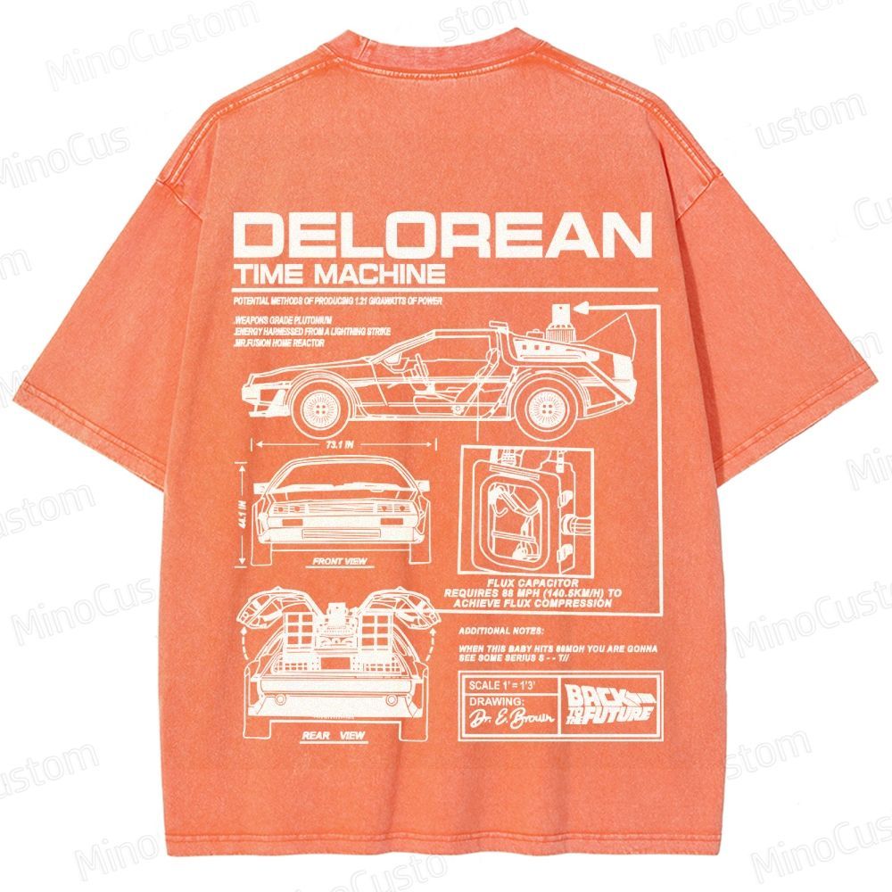 Back to the Future DeLorean Time Machine Vintage Washed T - shirt