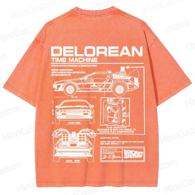 Back to the Future DeLorean Time Machine Vintage Washed T - shirt