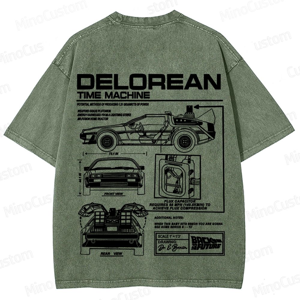 Back to the Future DeLorean Time Machine Vintage Washed T - shirt