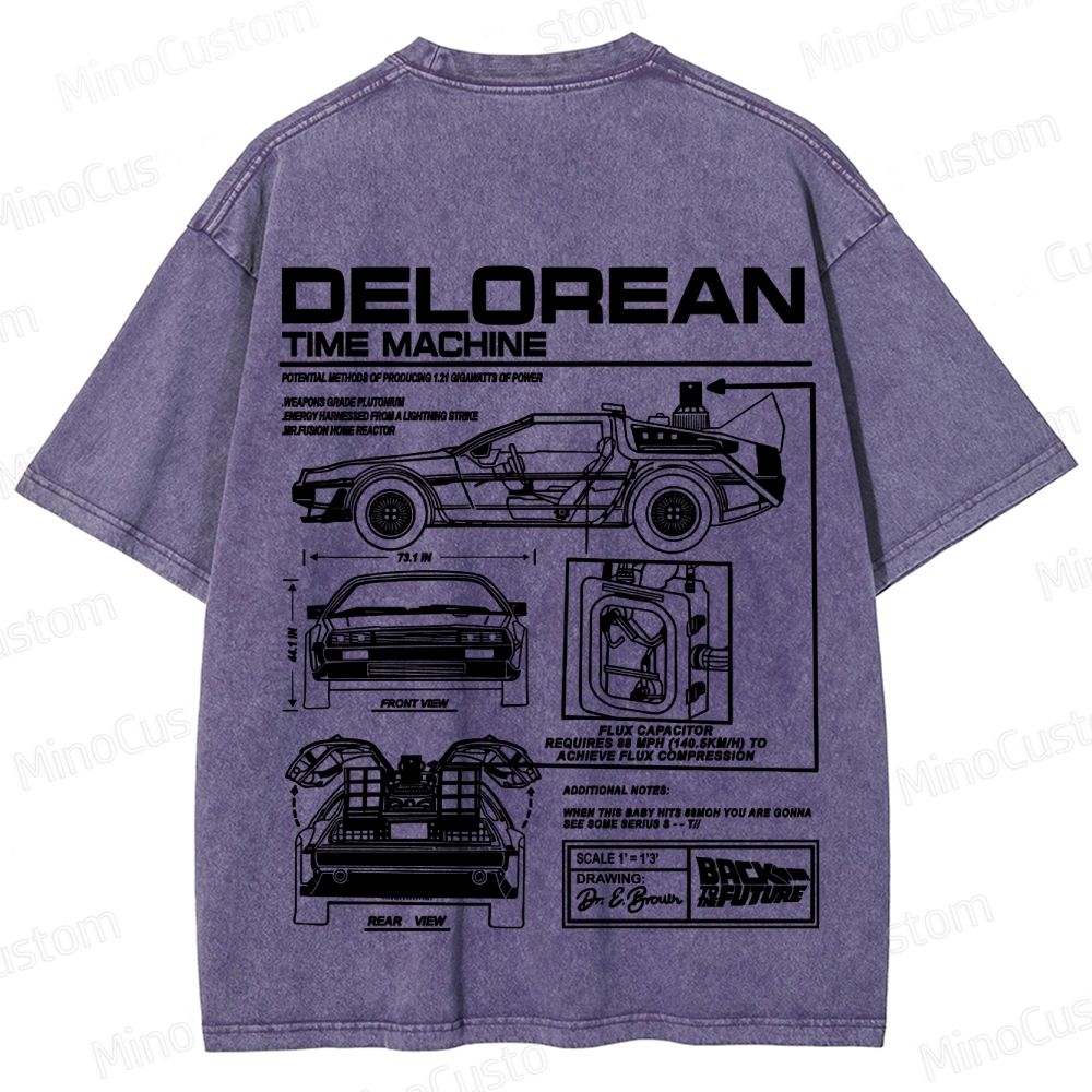 Back to the Future DeLorean Time Machine Vintage Washed T - shirt