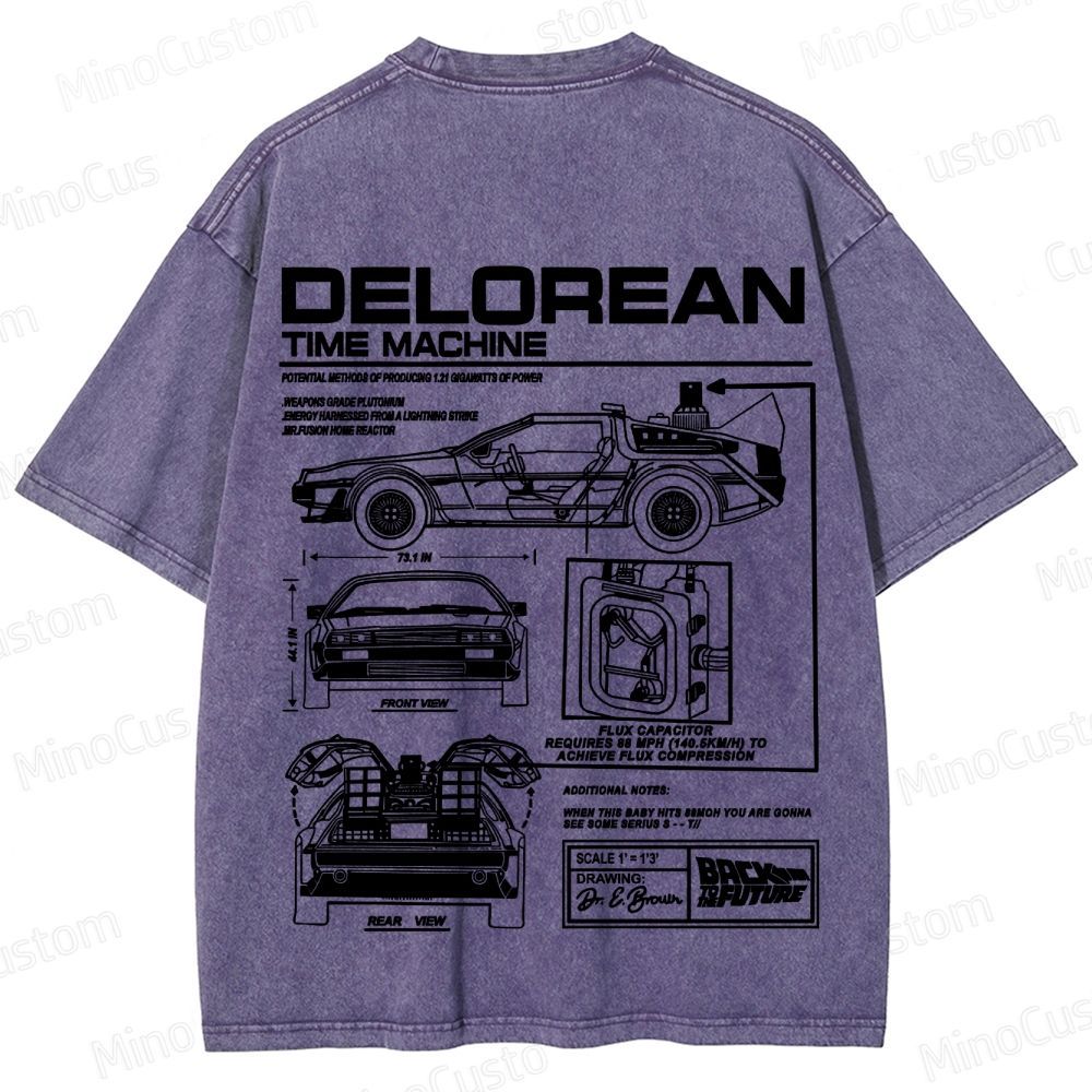 Back to the Future DeLorean Time Machine Vintage Washed T - shirt