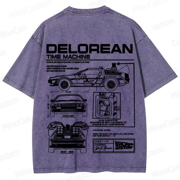 Back to the Future DeLorean Time Machine Vintage Washed T - shirt
