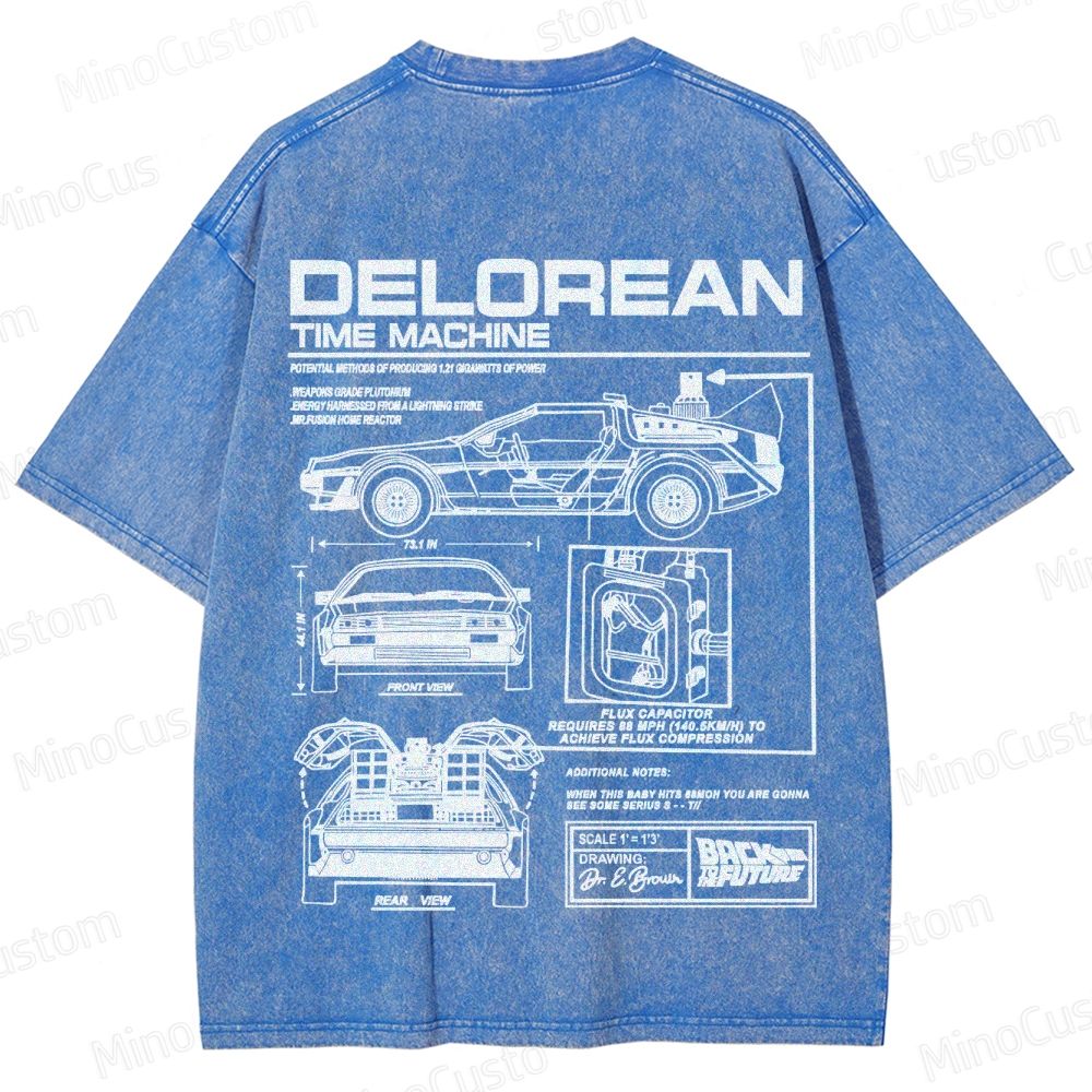 Back to the Future DeLorean Time Machine Vintage Washed T - shirt