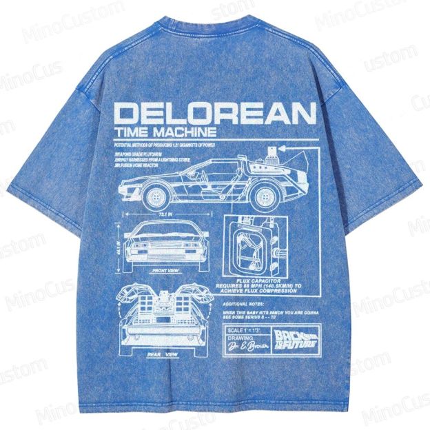 Back to the Future DeLorean Time Machine Vintage Washed T - shirt