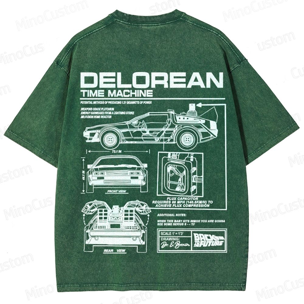 Back to the Future DeLorean Time Machine Vintage Washed T - shirt