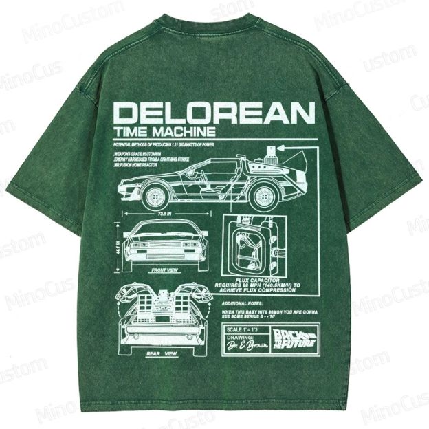 Back to the Future DeLorean Time Machine Vintage Washed T - shirt