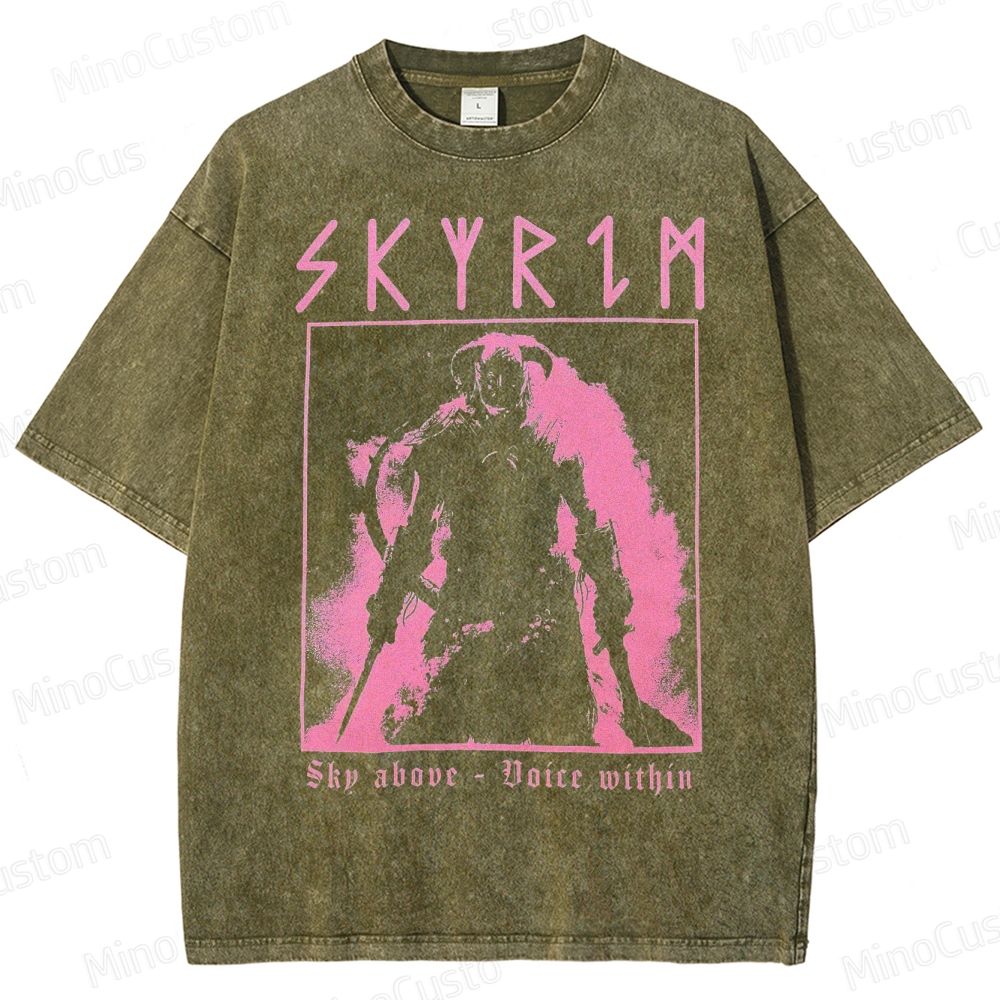 Skyrim - Elder Scrolls - Dragon Born Washed T-Shirt 