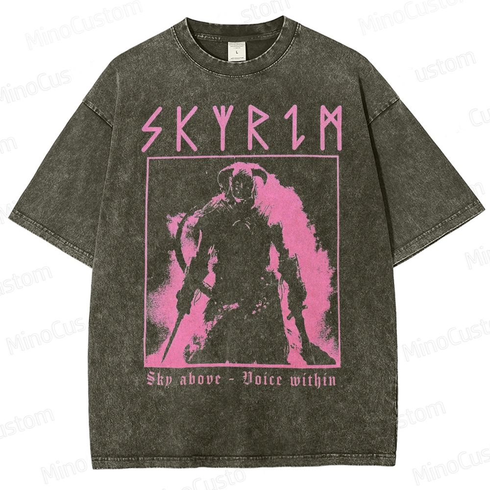 Skyrim - Elder Scrolls - Dragon Born Washed T-Shirt 