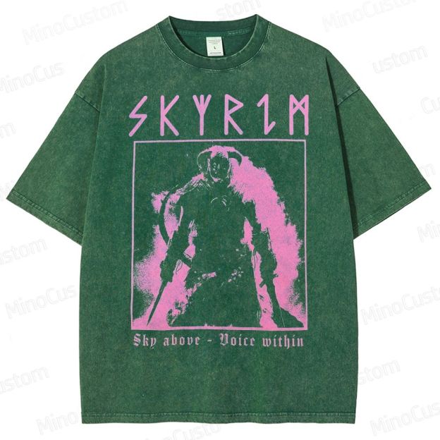 Skyrim - Elder Scrolls - Dragon Born Washed T-Shirt 