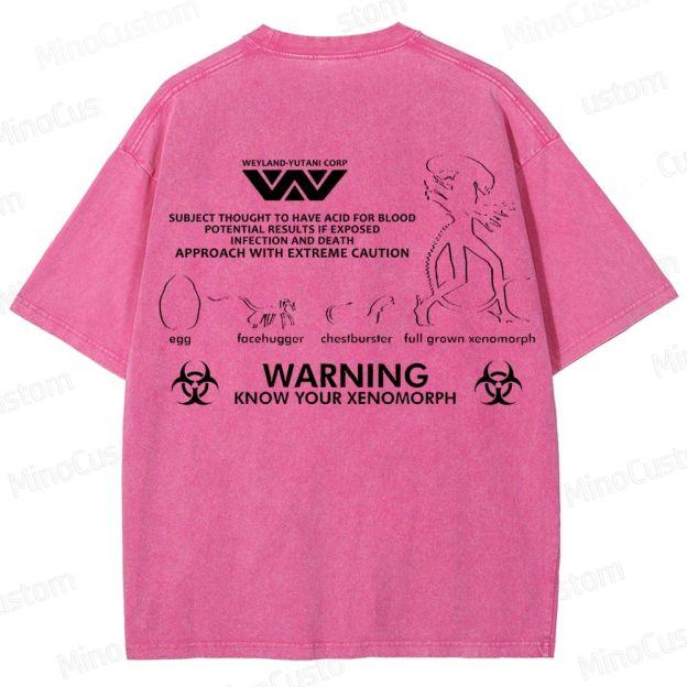 Warning Know Your Xenomorph from the 1979 movie Alien  Washed T-Shirt 