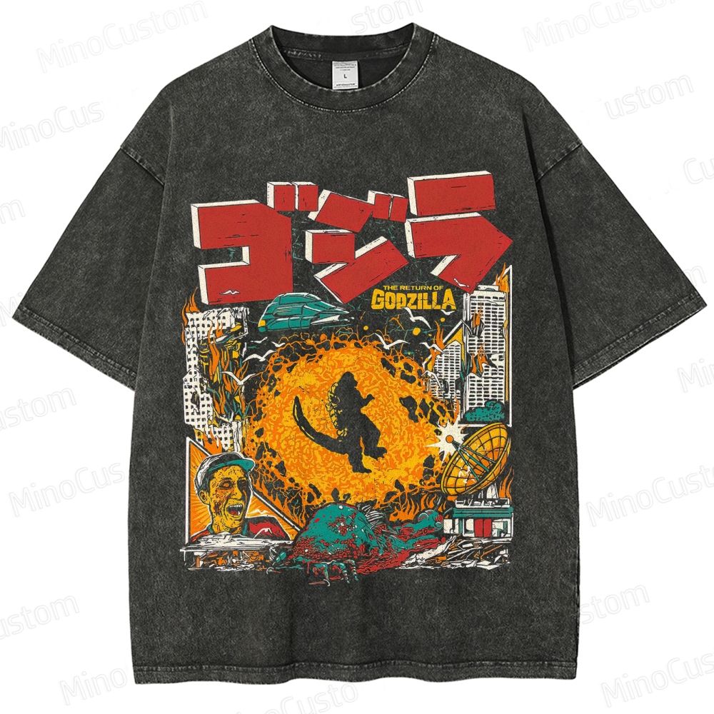 Vintage Washed Godzilla Graphic T - shirt
