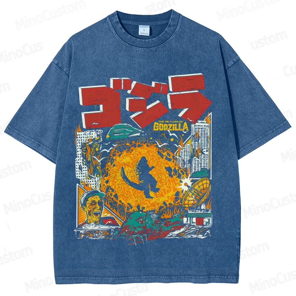 Vintage Washed Godzilla Graphic T - shirt