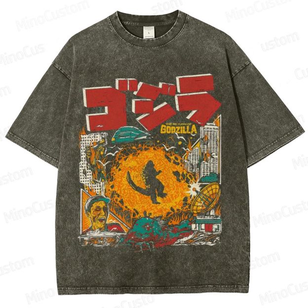 Vintage Washed Godzilla Graphic T - shirt