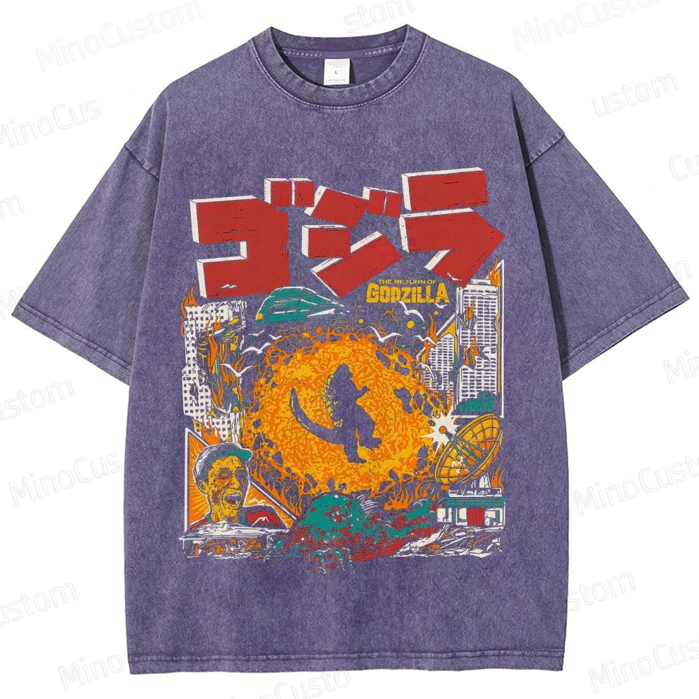 Vintage Washed Godzilla Graphic T - shirt