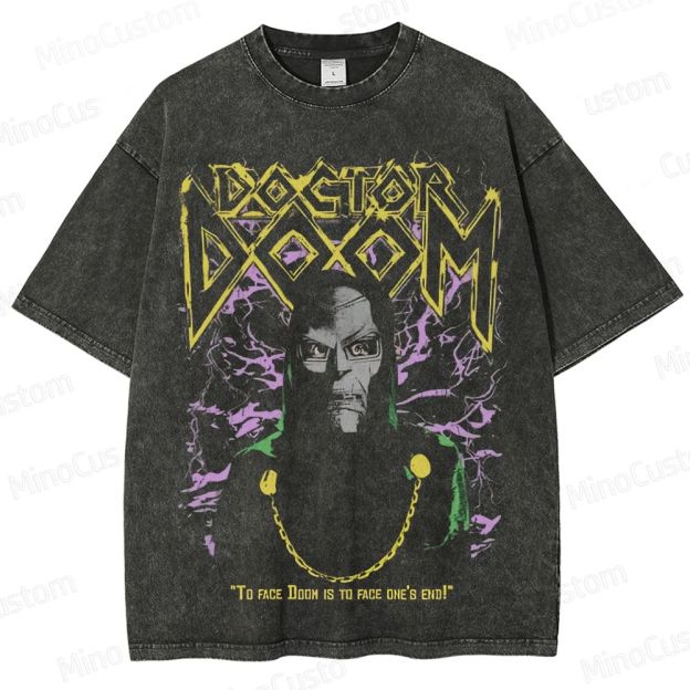 Vintage Doctor Doom Graphic Washed T - shirt