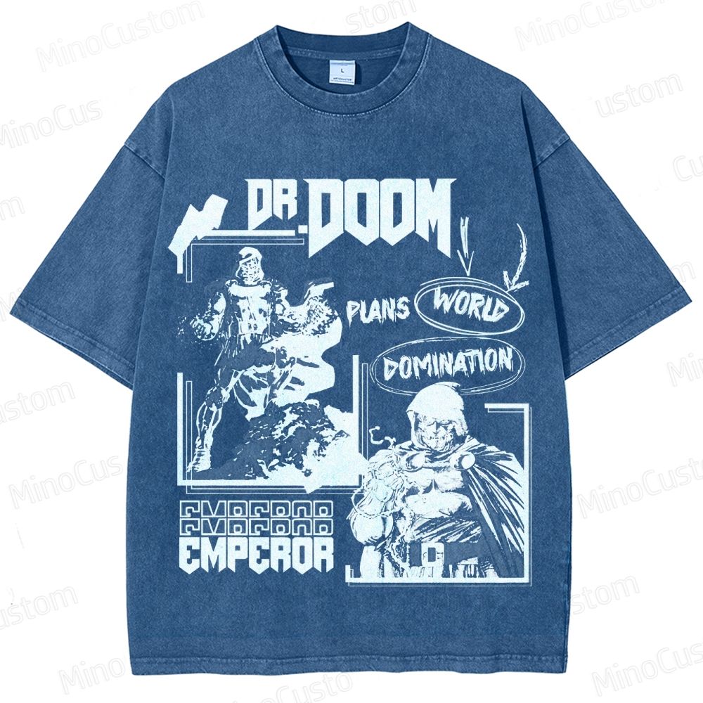 Vintage Dr. Doom Comic Collage Washed T - shirt