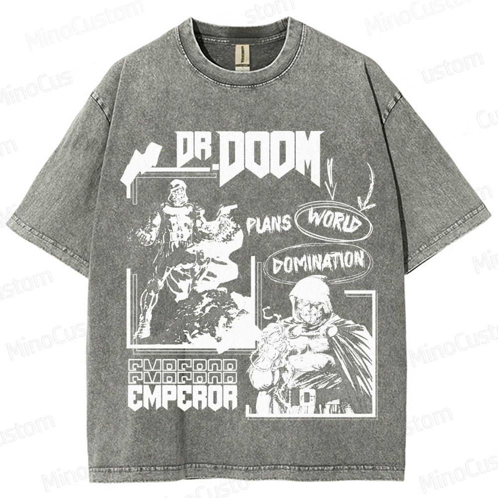 Vintage Dr. Doom Comic Collage Washed T - shirt