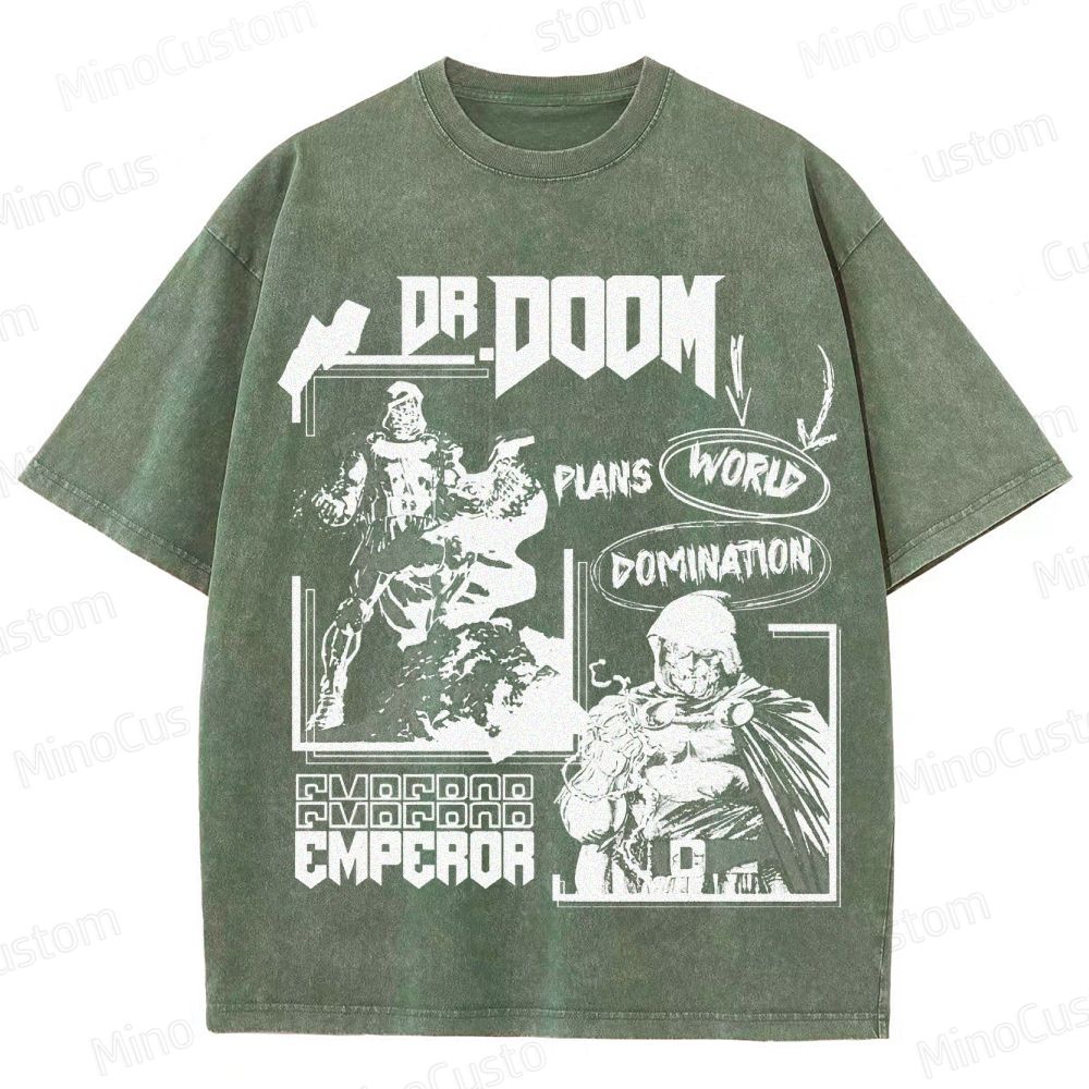 Vintage Dr. Doom Comic Collage Washed T - shirt