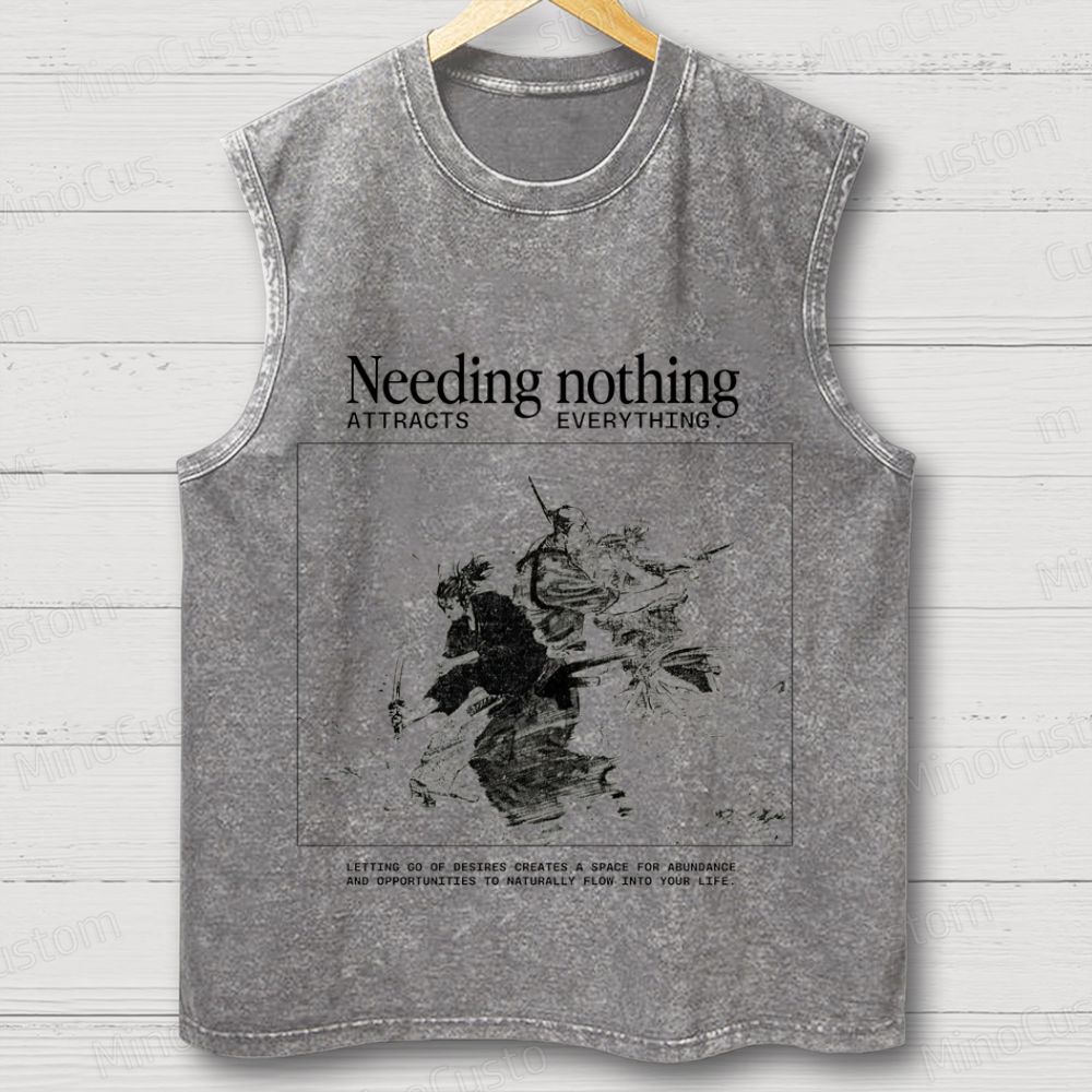 Vintage Samurai Philosophy Washed Sleeveless Tank Top