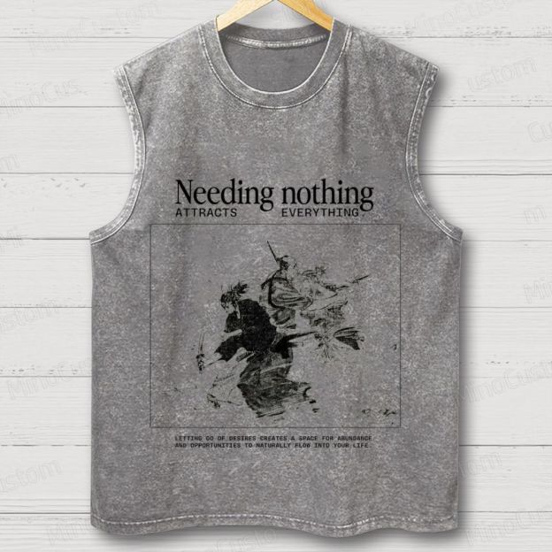 Vintage Samurai Philosophy Washed Sleeveless Tank Top