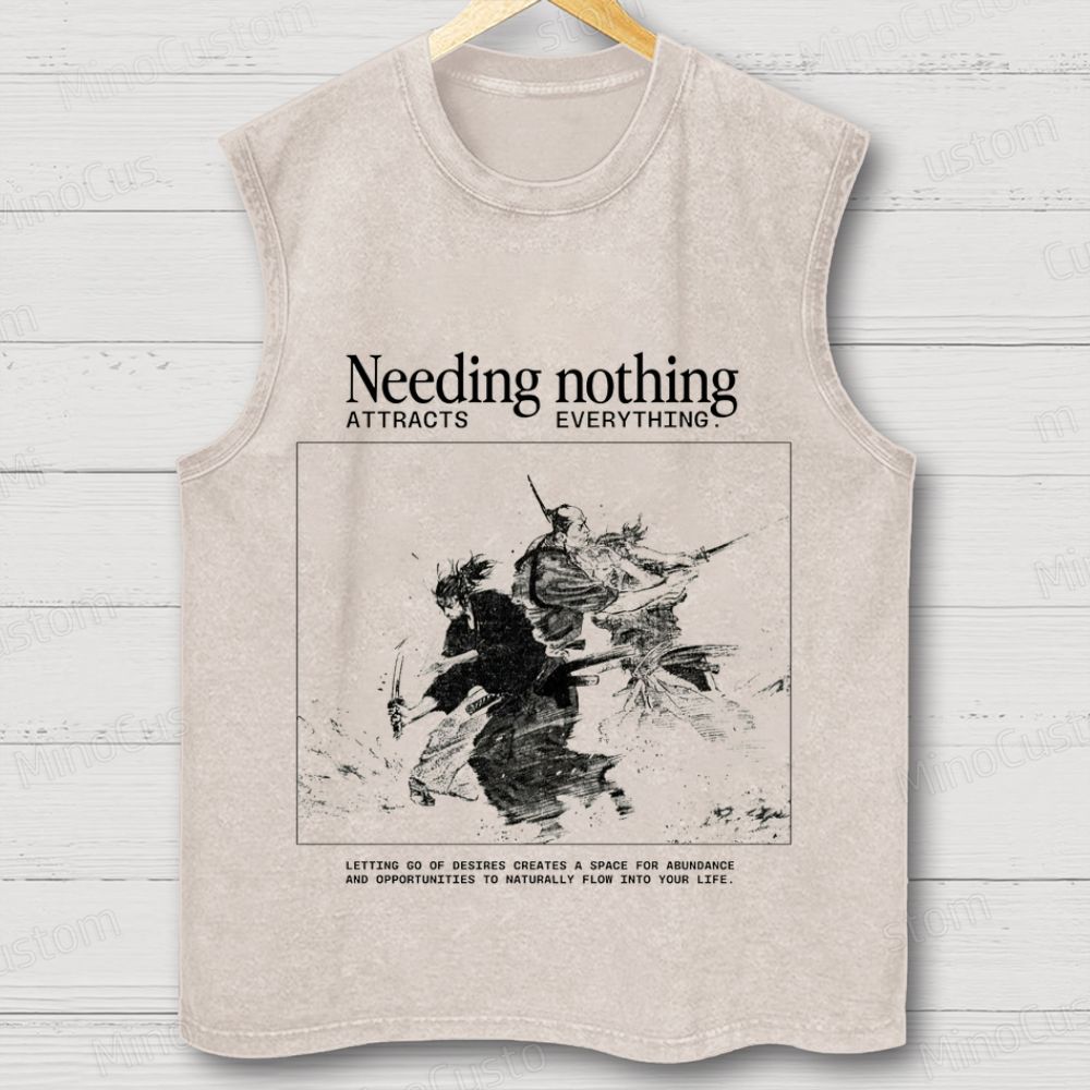 Vintage Samurai Philosophy Washed Sleeveless Tank Top