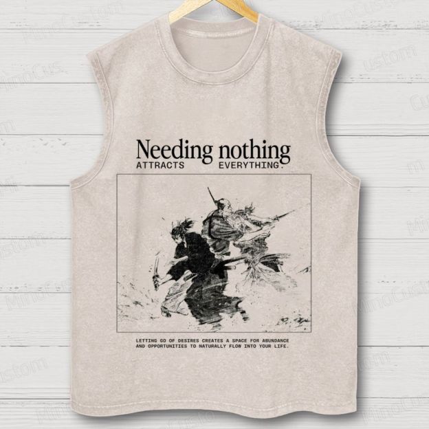 Vintage Samurai Philosophy Washed Sleeveless Tank Top