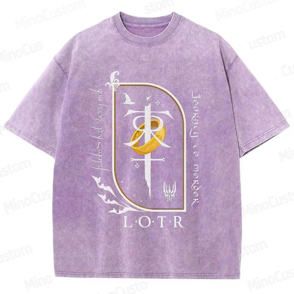 Vintage Washed Lord of the Rings Symbolic Graphic T - shirt