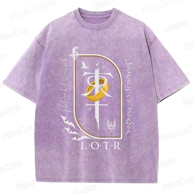 Vintage Washed Lord of the Rings Symbolic Graphic T - shirt