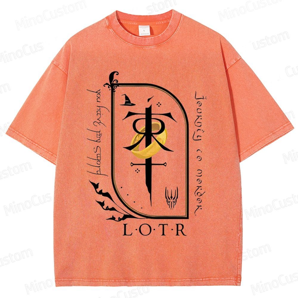 Vintage Washed Lord of the Rings Symbolic Graphic T - shirt