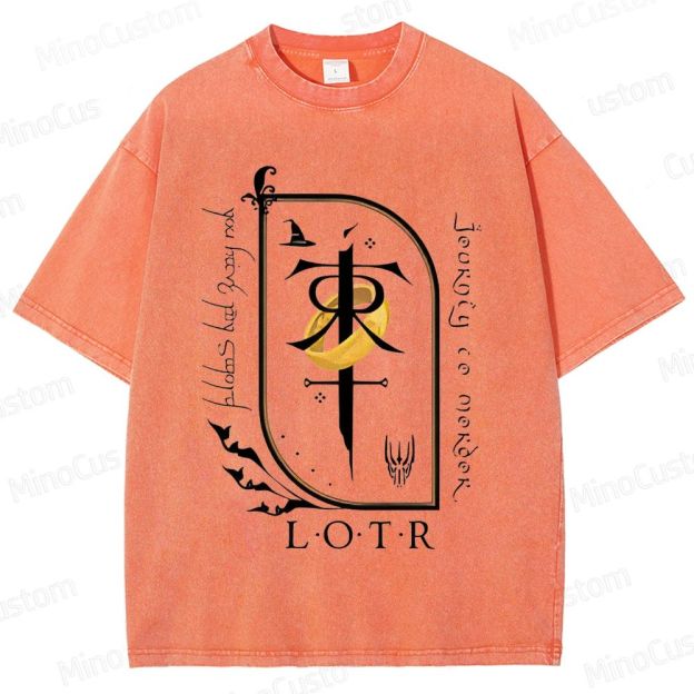 Vintage Washed Lord of the Rings Symbolic Graphic T - shirt