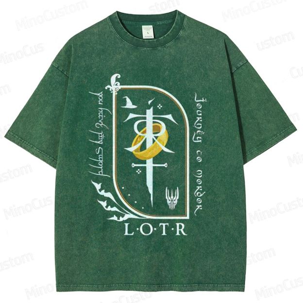 Vintage Washed Lord of the Rings Symbolic Graphic T - shirt