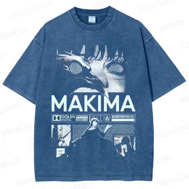 Vintage Washed Chainsaw Man Makima Graphic T - shirt