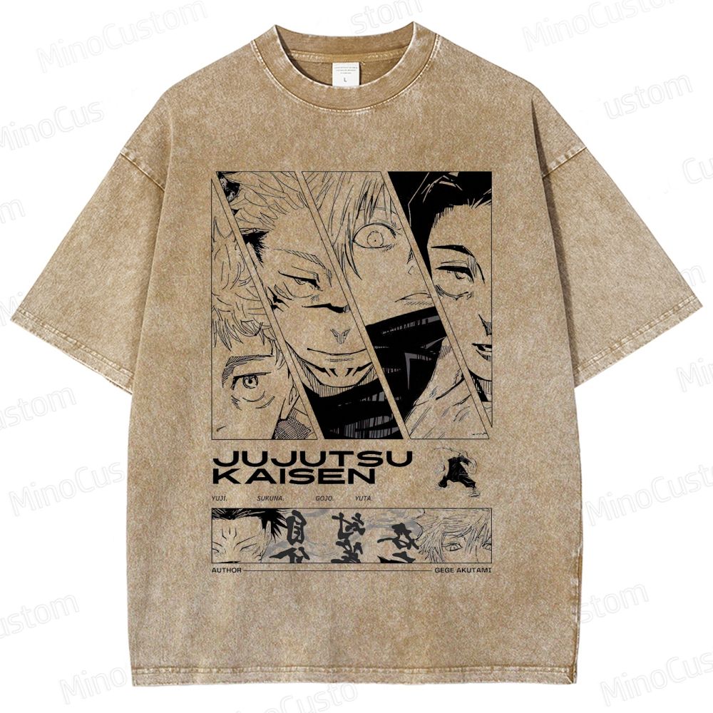 Vintage Washed Jujutsu Kaisen Manga Panel T - shirt