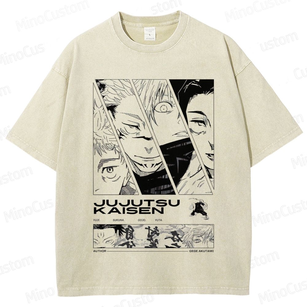 Vintage Washed Jujutsu Kaisen Manga Panel T - shirt