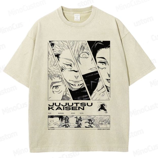 Vintage Washed Jujutsu Kaisen Manga Panel T - shirt