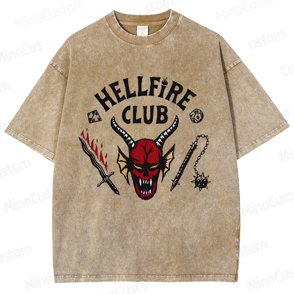 Vintage Washed Hellfire Club Graphic T - shirt