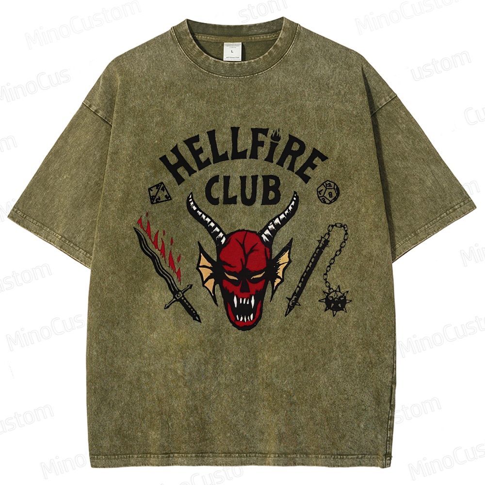 Vintage Washed Hellfire Club Graphic T - shirt